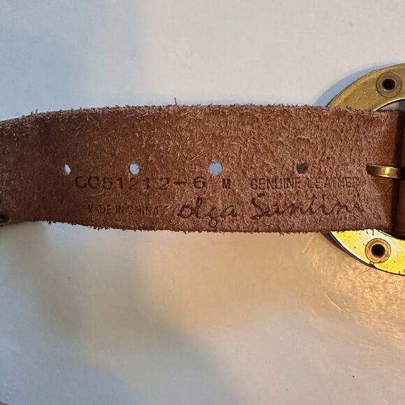 Olga Santini Statement Belt Womens Medium Brown Leather Strips Studded main image 6